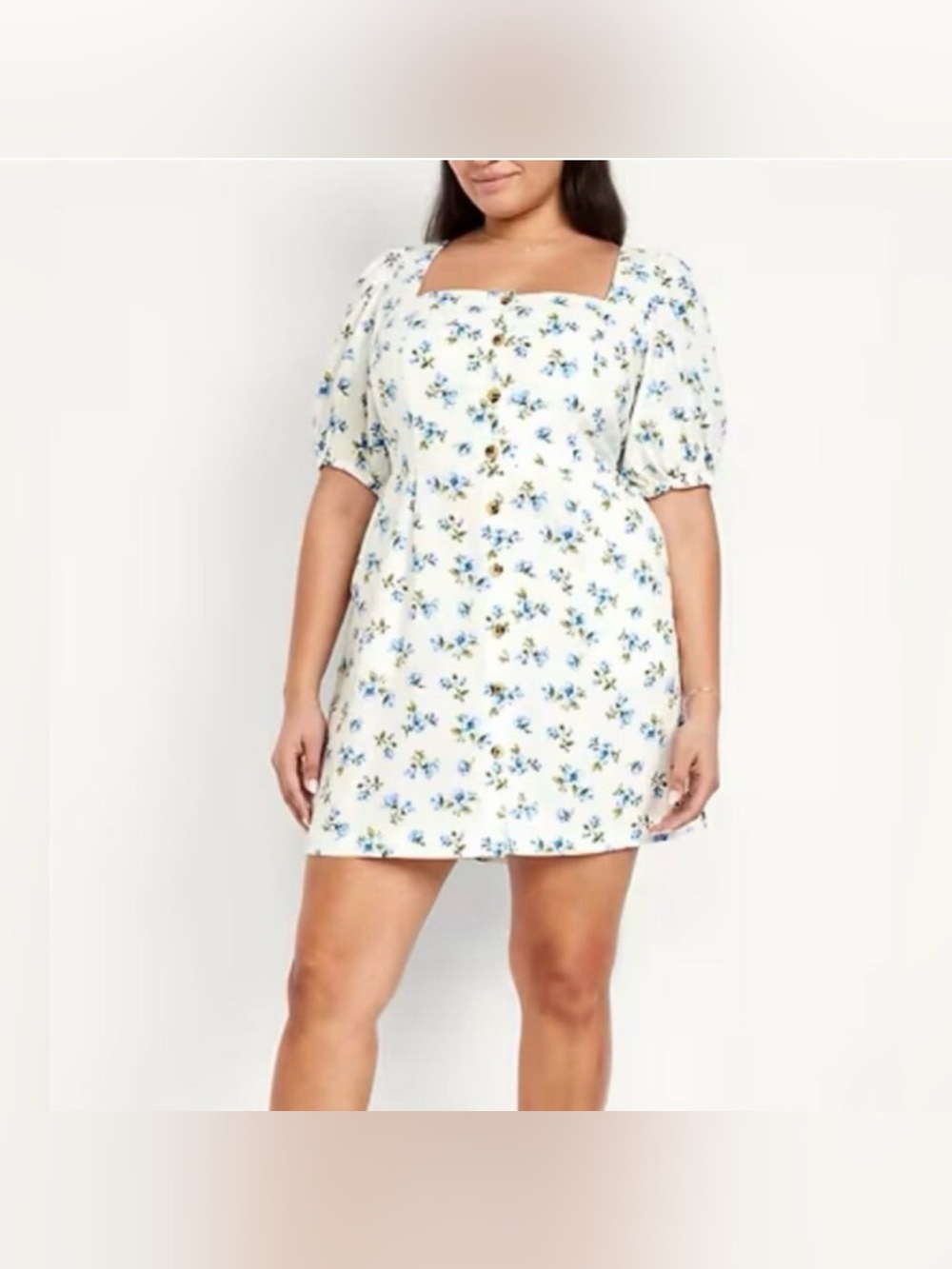 Old Navy White Mini Dress with Blue Floral Print. XXL